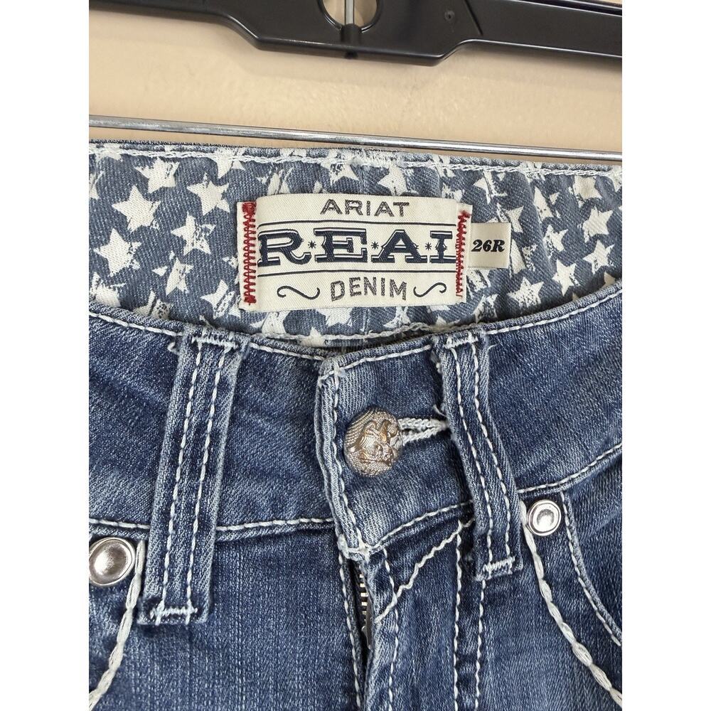 ARIAT R.E.A.L. Skinny Jeans Women’s 26R Low Rise Denim Frayed Hem Blue - Picture 4 of 16